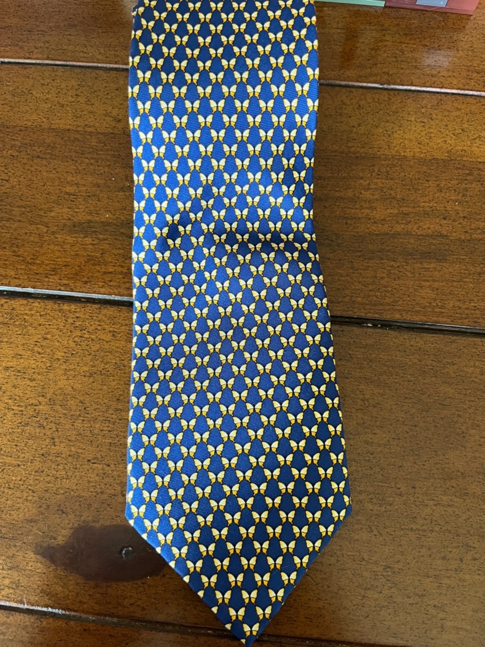 Classic Navy and Yellow Patterned Men's Tie